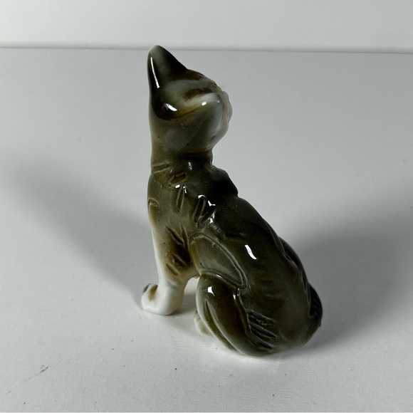 Vintage Miniature Porcelain Cat ABYSSINIAN Figurine Brown & White 3.5” - Picture 3 of 7